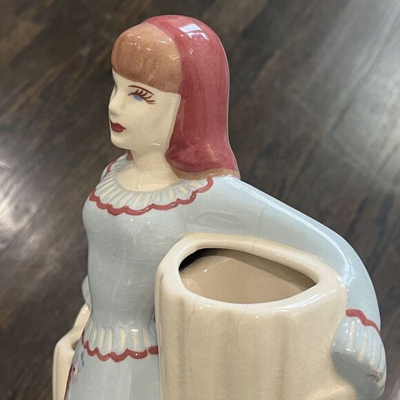 Vintage Weil Ware Spanish Woman 12” California Pottery Large Double Vase 40s 50s - Picture 8 of 9
